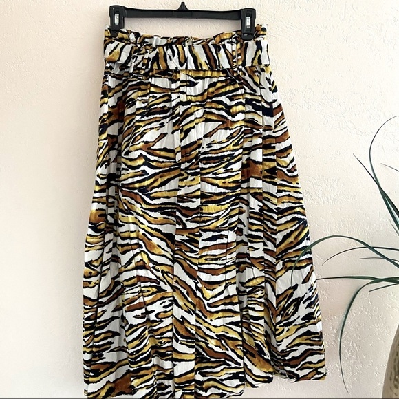 Tiger Stripped MIDI Full Skirt 100% Cotton Tie Waist Size S Truly 4 You - Picture 4 of 8